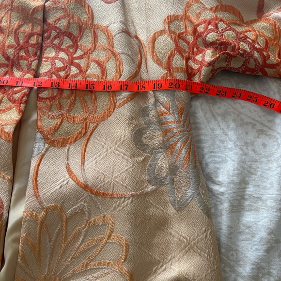 Floral Orange and Cream Silk Brocade Asian Evening Jacket Stunning! Vintage Sz L - Picture 7 of 11